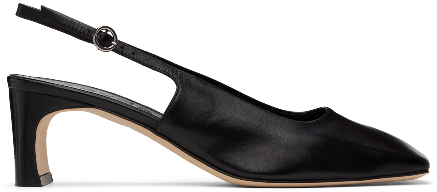 Shop Aeyde Black Eliza Slingback Heels