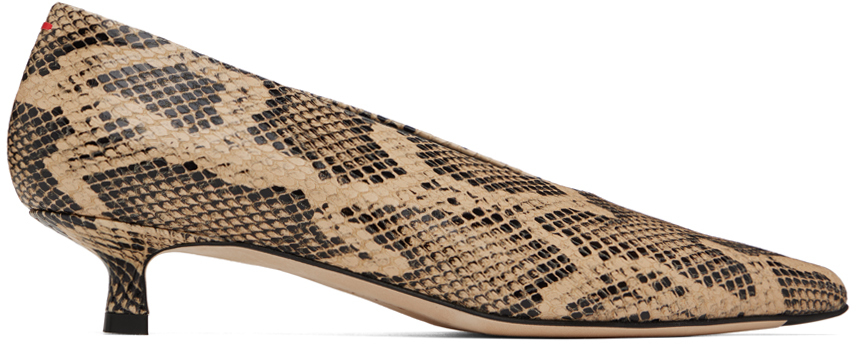 Shop Aeyde Beige & Black Clara Heels In Latte