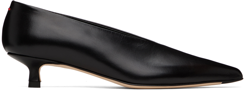 Aeyde Moa Leather Point-toe Flats In Black