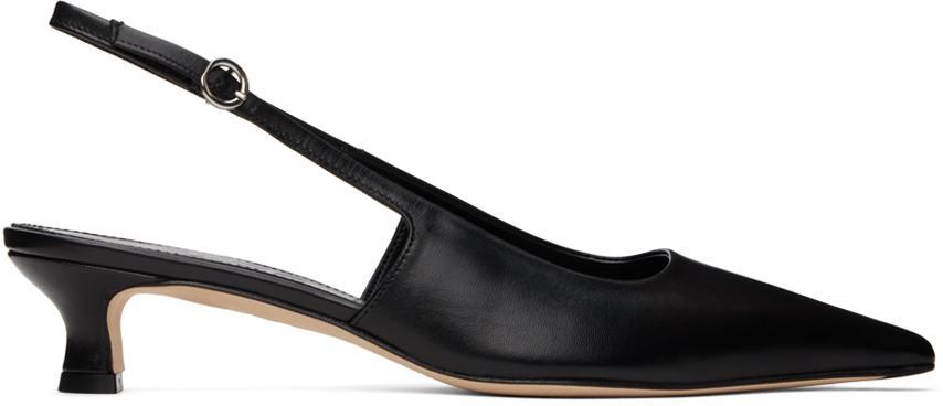 Shop Aeyde Black Catrina Slingback Heels