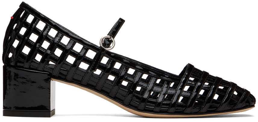 Aeyde Black Aline Caged Mary-jane Heels In Black