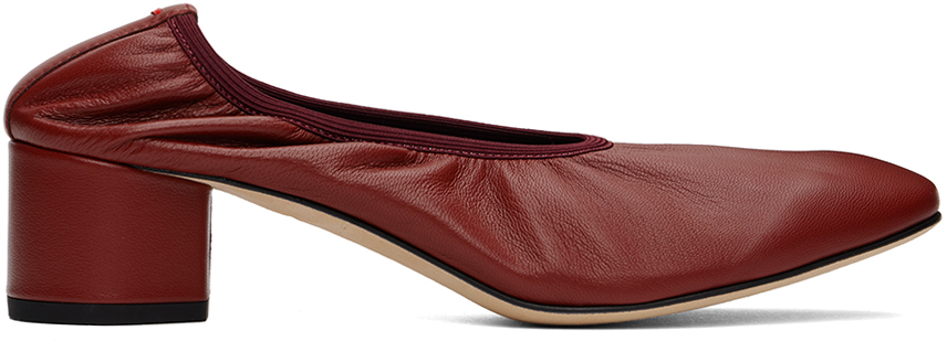 Aeyde Red Gemma Leather Ballet Heels In Rust