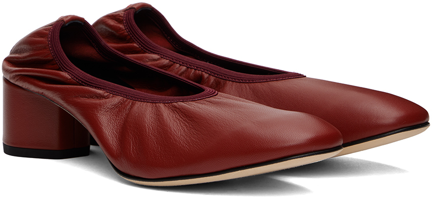 Aeyde Red Gemma Leather Ballet Heels In Rust