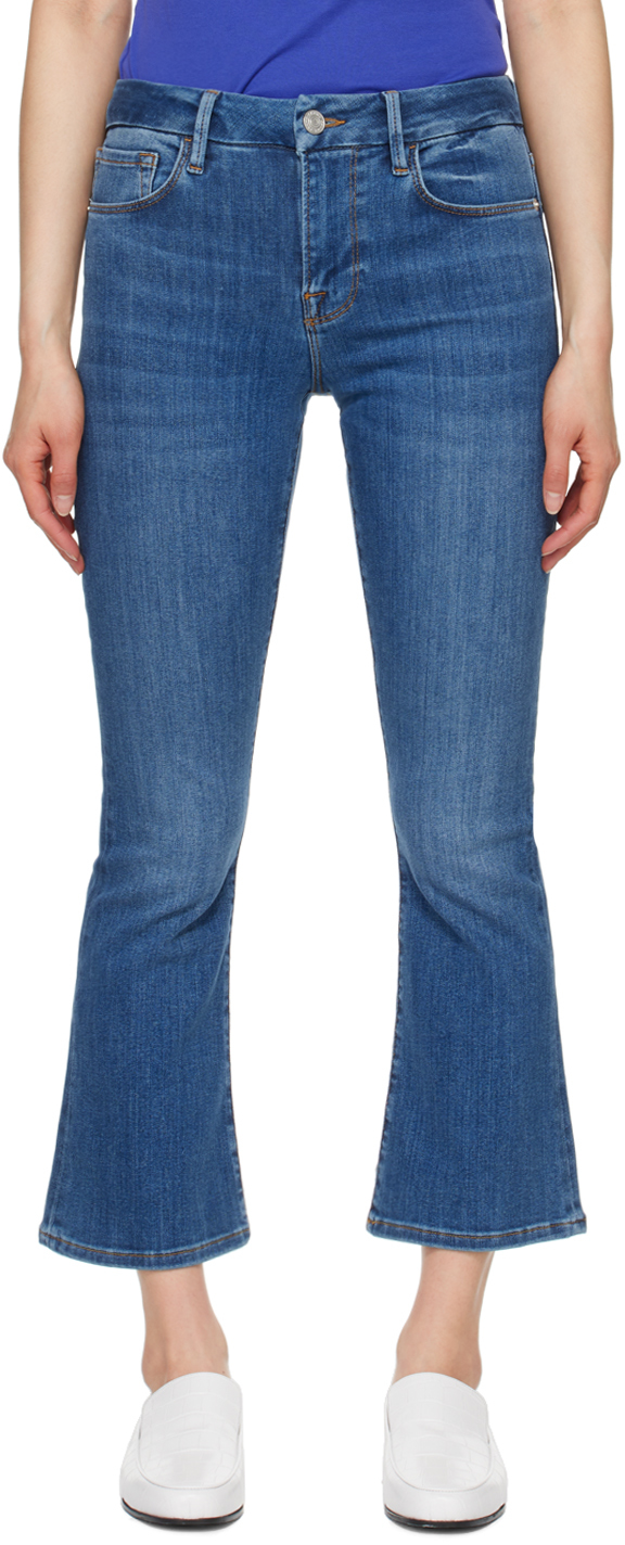 Blue 'Le Crop Mini Boot' Jeans by FRAME on Sale