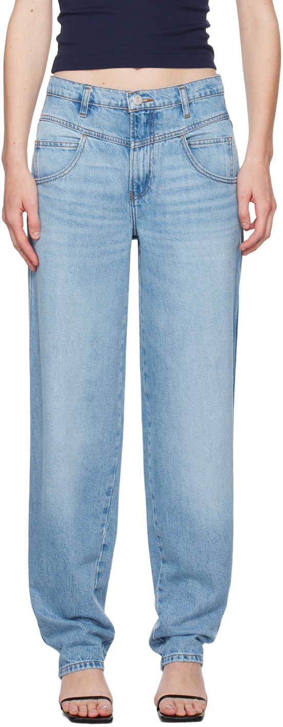 Shop Frame Blue 90's Utility Loose Jeans In Bek Light Blue