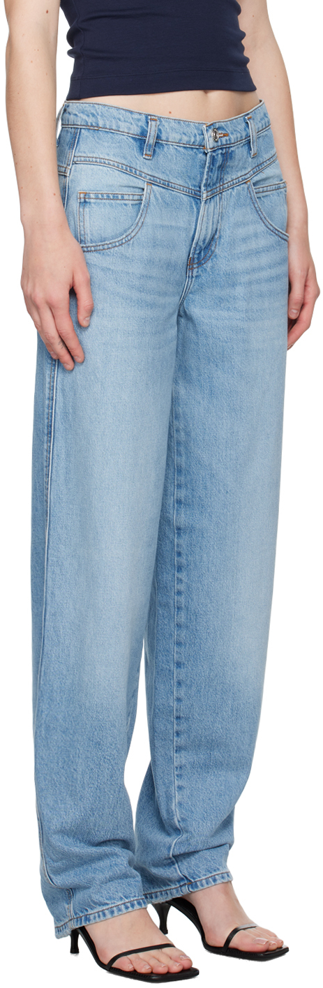 Shop Frame Blue 90's Utility Loose Jeans In Bek Light Blue