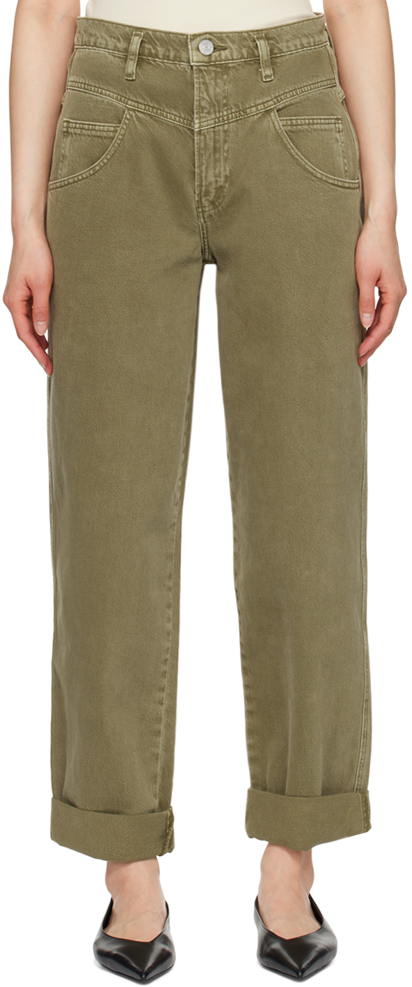 Frame Khaki 90's Utility Loose Jeans In Sage