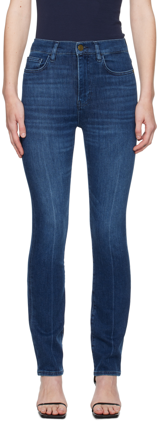 FRAME INDIGO 'LE HIGH STRAIGHT LONG' JEANS 