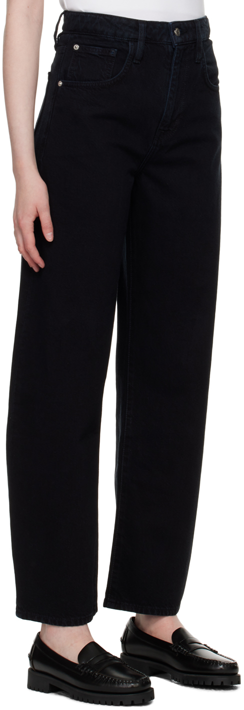 Shop Frame Black Long Barrel Jeans In Flmn Film Noir