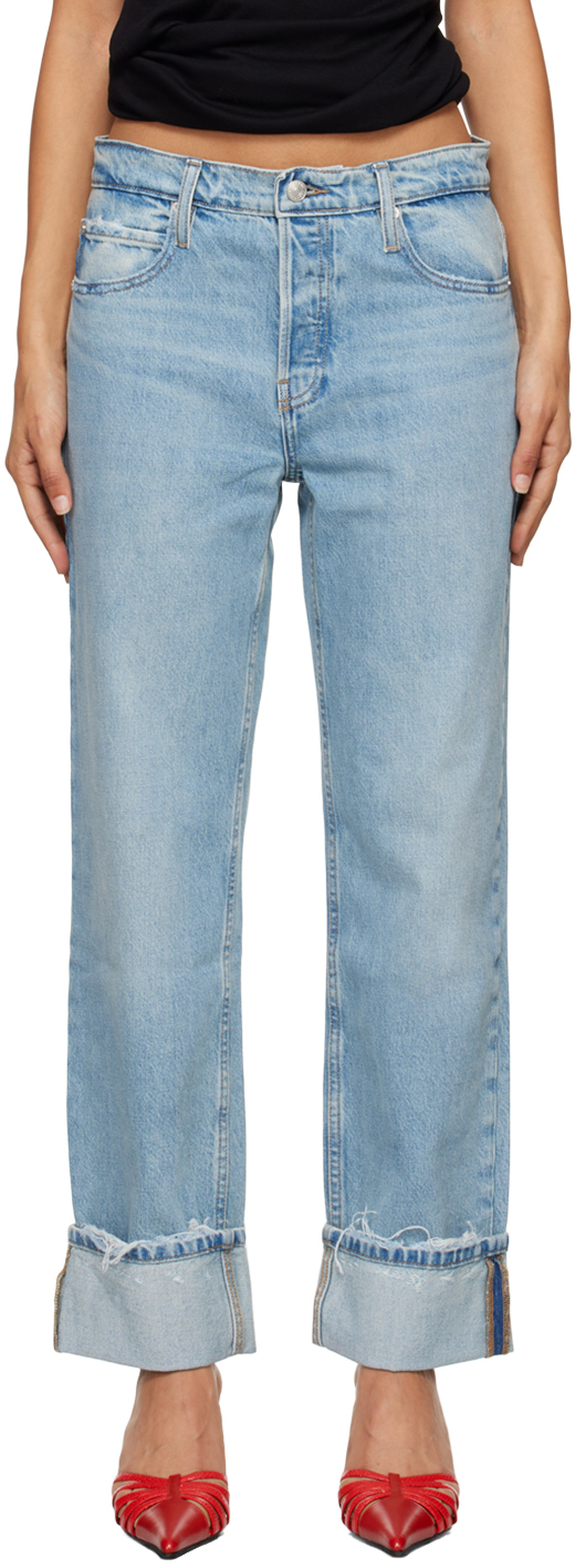 Shop Frame Blue 'the Slouchy Straight' Jeans In Ziggy