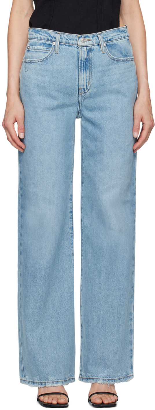 Shop Frame Blue 'le Jane Wide Leg' Jeans In Ziggy