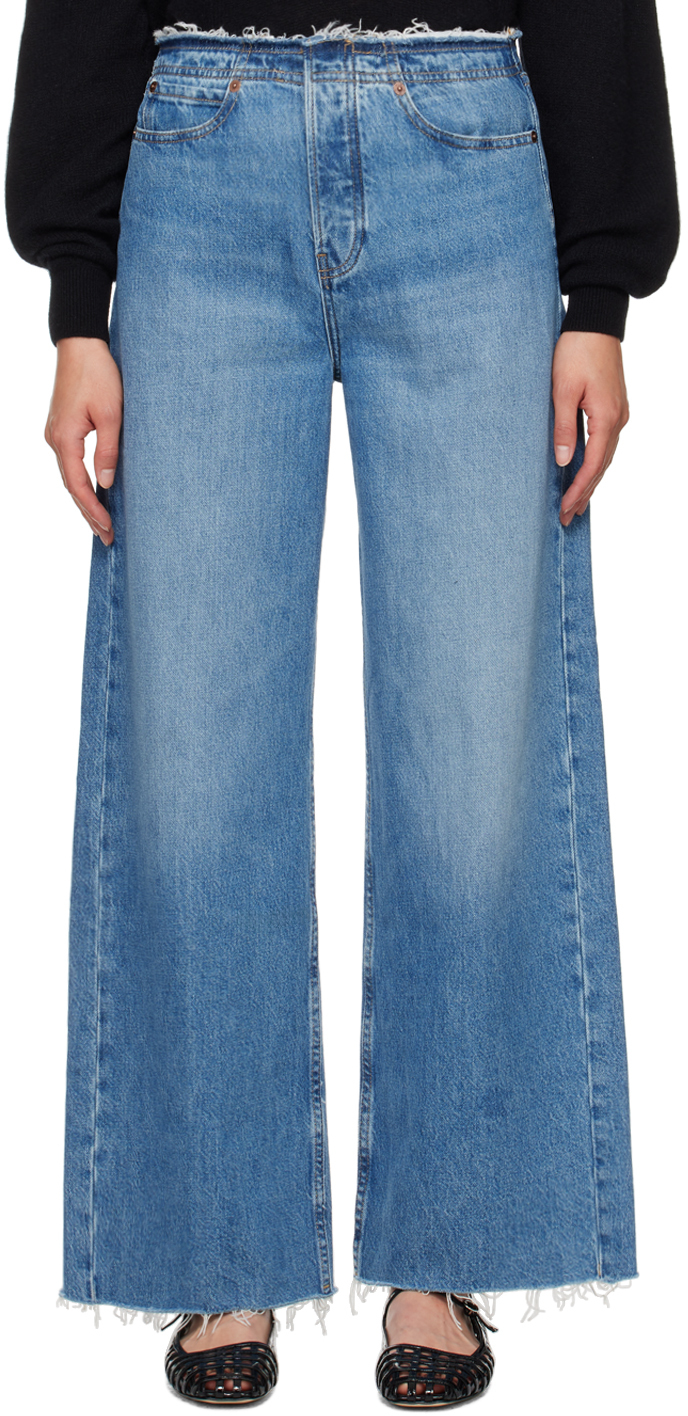 【関税込み】FRAME ブルー Le Low Baggy Wide Leg ジーンズ Le Low Baggy wide-leg jeans in blue - Frame | Mytheresa