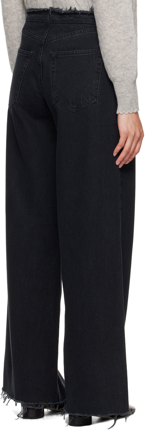 Frame Le Low Baggy Wide Leg Trimmed Jeans Pants In Inkwell