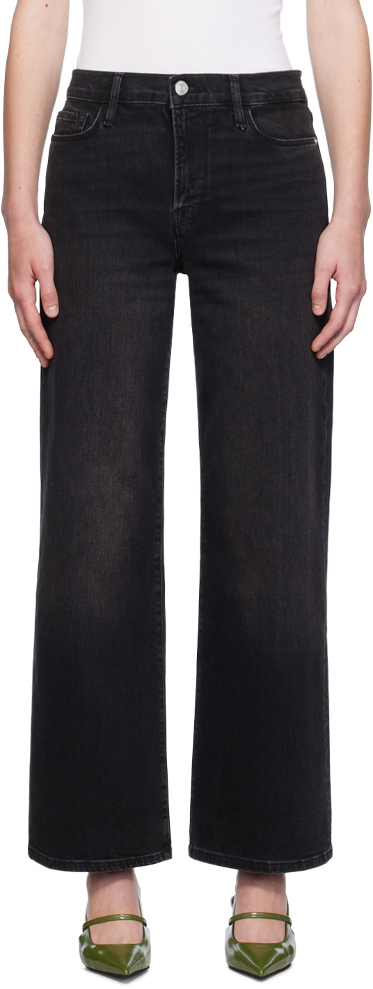 Shop Frame Black 'le Slim Palazzo' Jeans In Hutchinson