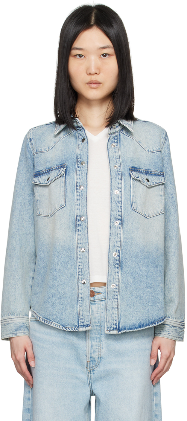 Blue Fitted Heritage Denim Shirt