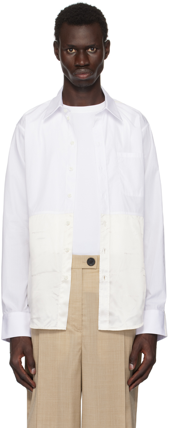 Shop Peter Do White & Off-white Combo Office Shirt In White/ivory