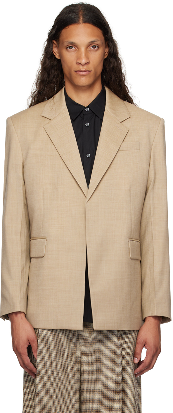 Shop Peter Do Tan Padded Shoulder Blazer In Taupe