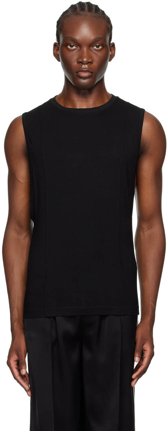 Shop Peter Do Black Creased Muscle Tank Top