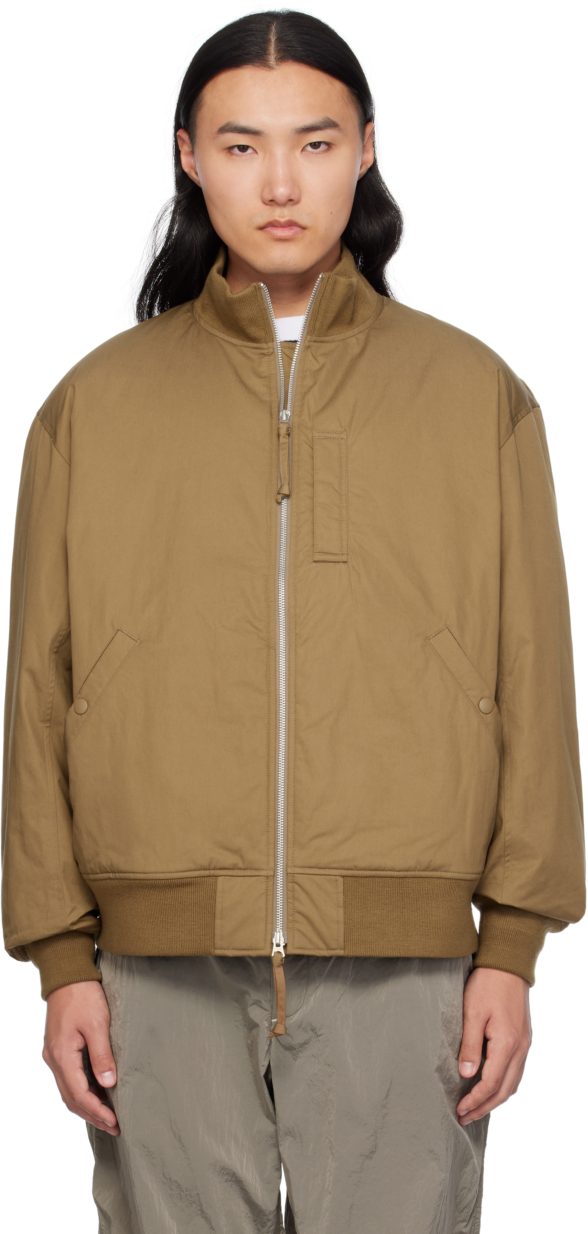 NANAMICA BROWN INSULATION VARSITY BOMBER JACKET 