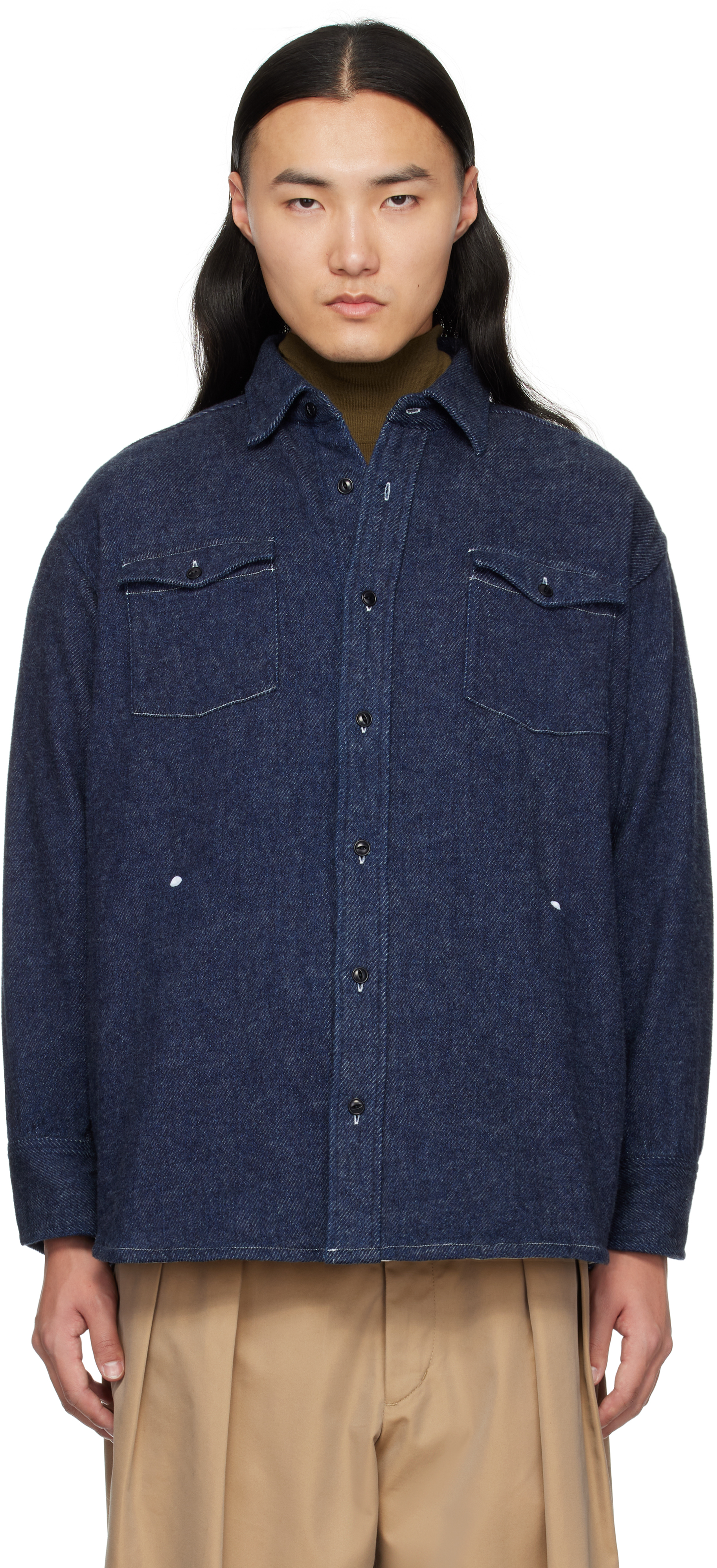 Navy Brushed Shirt Denim Jacket