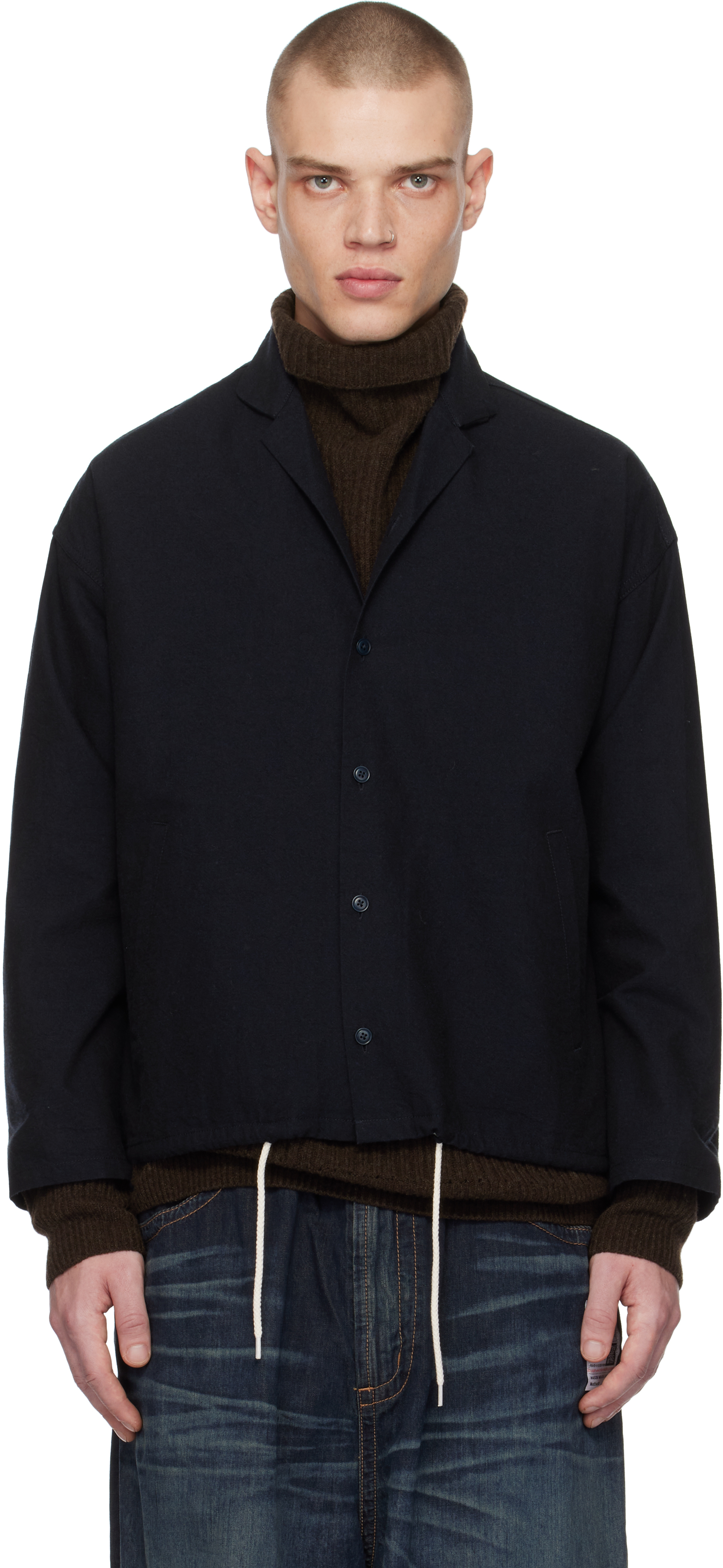 Navy Cotton Wool Deck Jacket