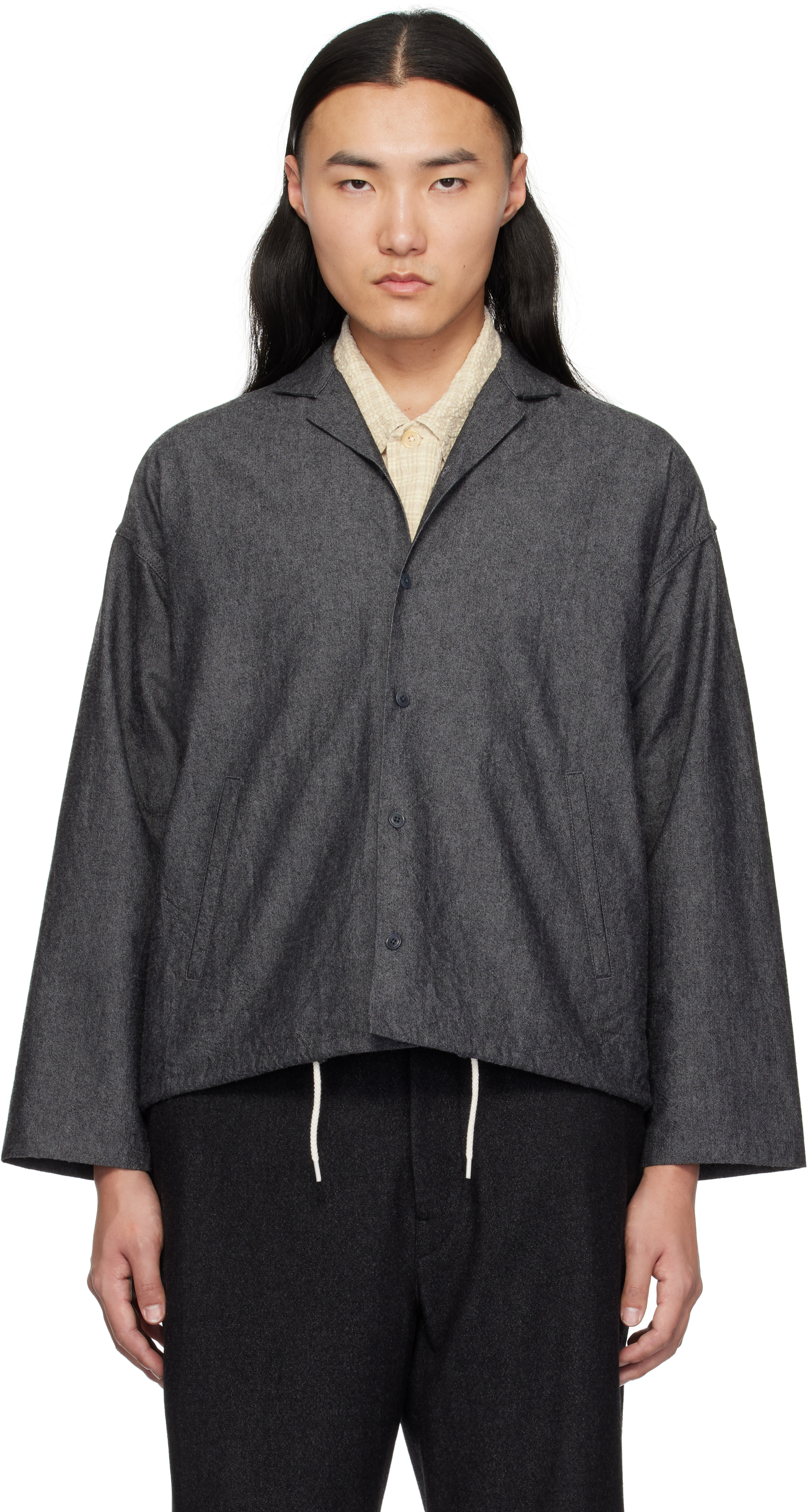 Navy Cotton Wool Deck Jacket