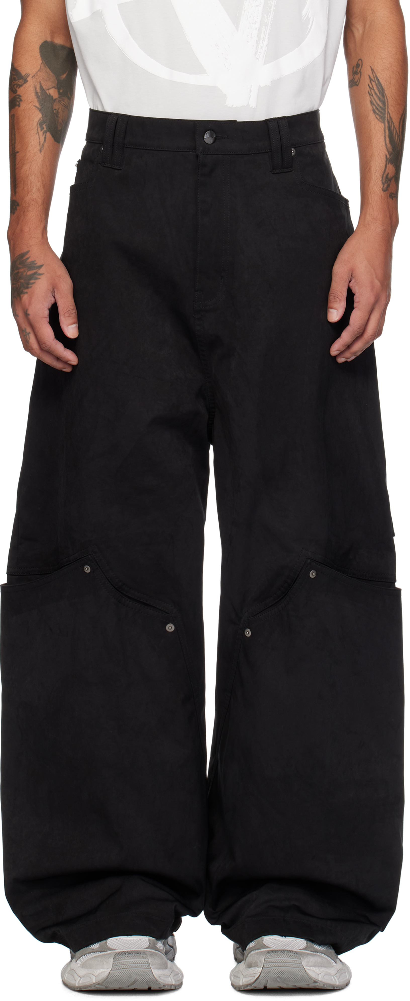 Shop Namesake Black Antonio Stained Faux-suede Cargo Pants In Euphoric Black