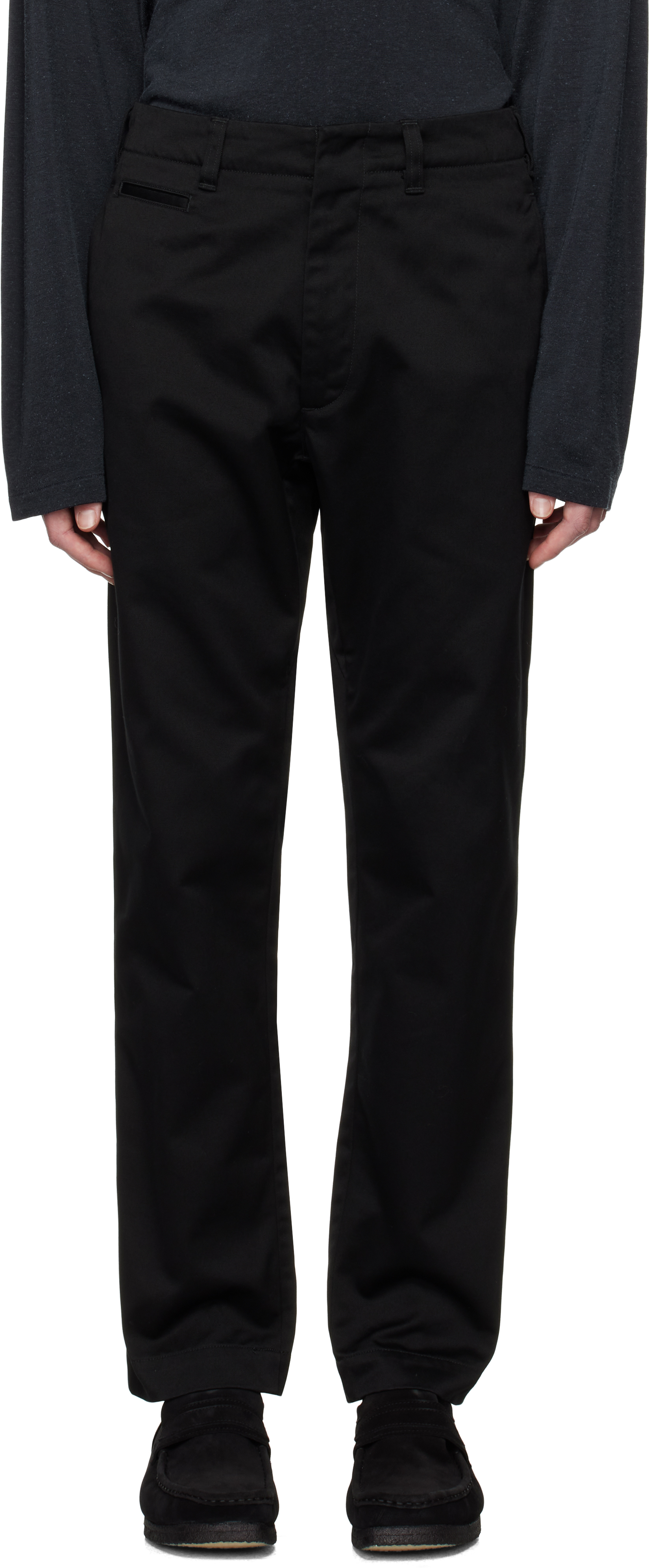 Navy Straight-Leg Trousers