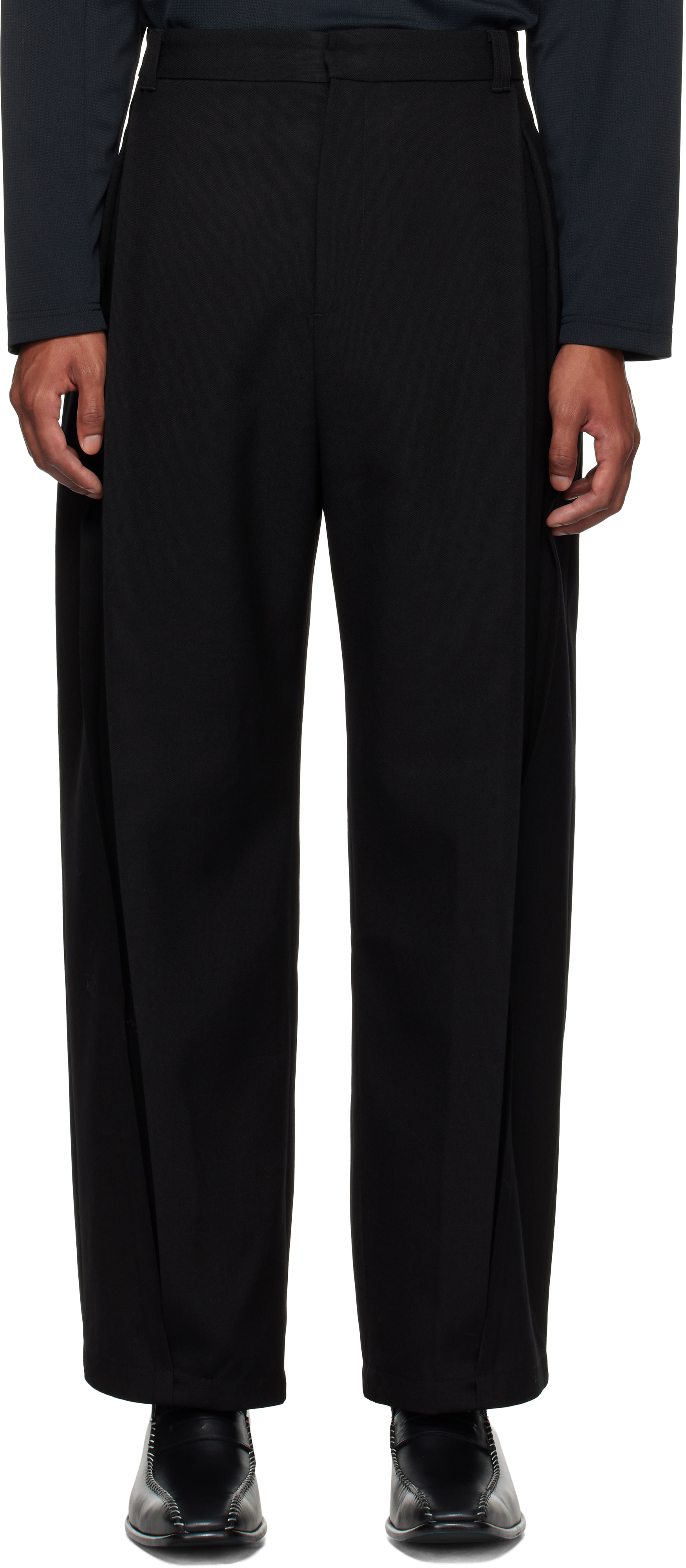 Black Kevin Pleated Trousers