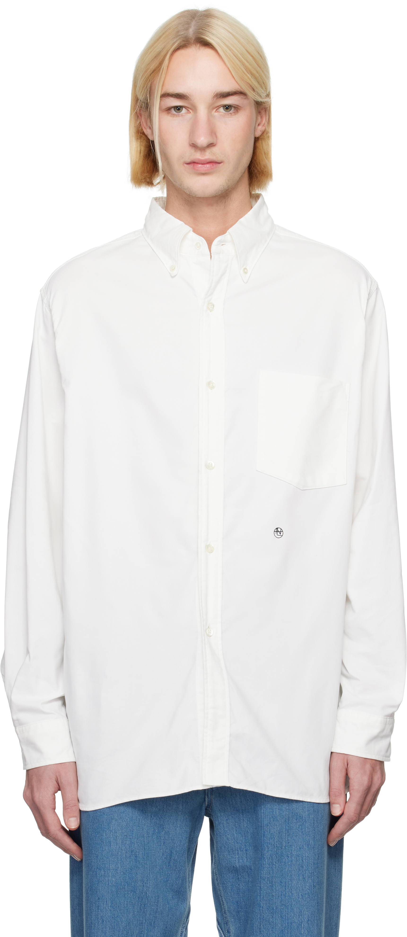 Shop Nanamica White Button Down Wind Shirt In W White