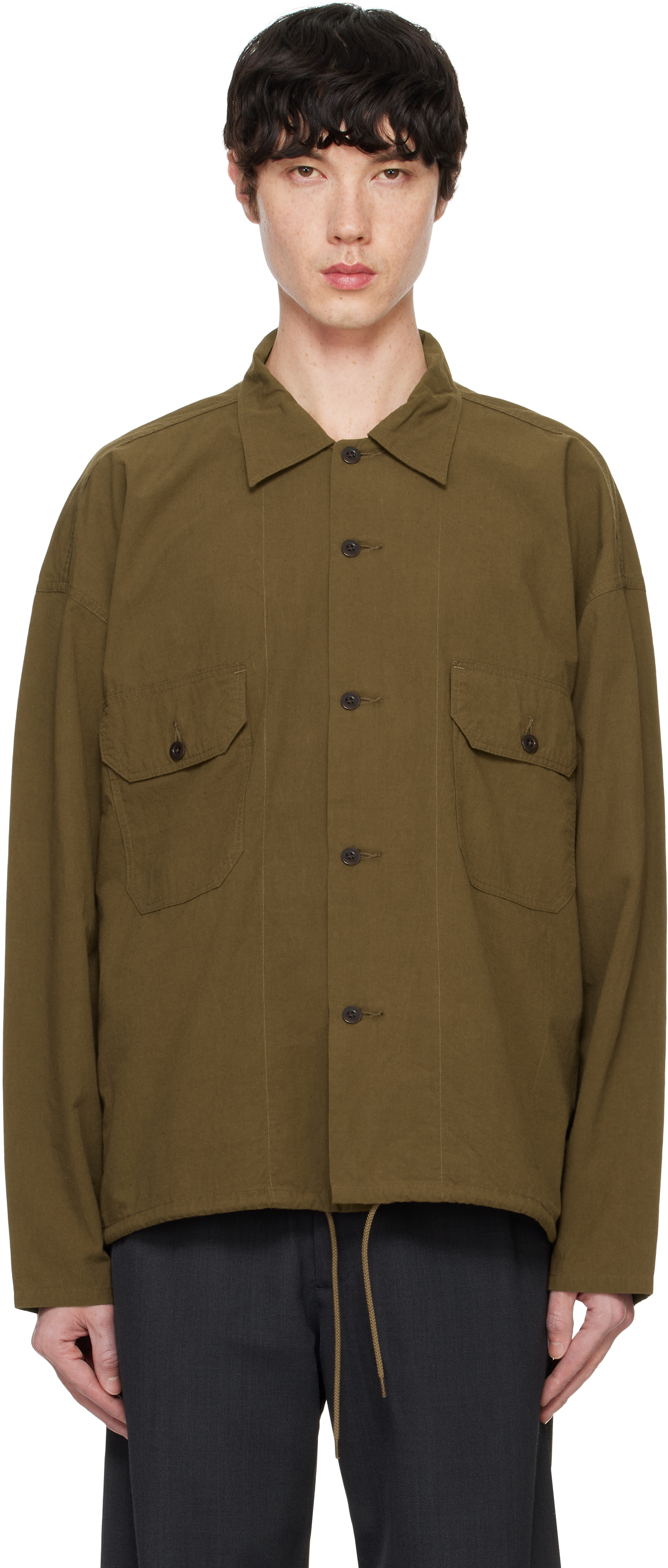 Shop Nanamica Brown Cotton Wool Deck Shirt In Cy Coyote