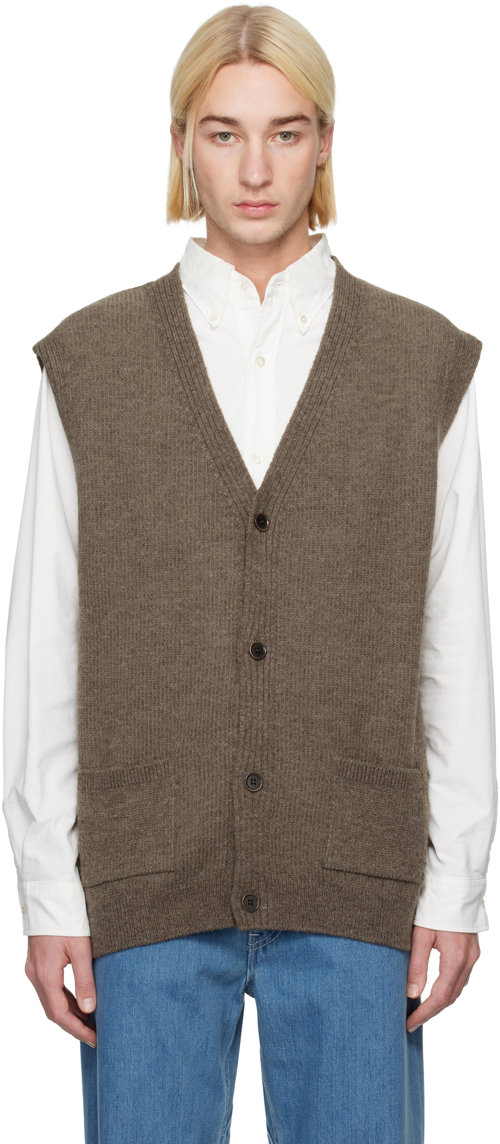 Shop Nanamica Brown Kodenshi Wool Vest In Mo Mocha