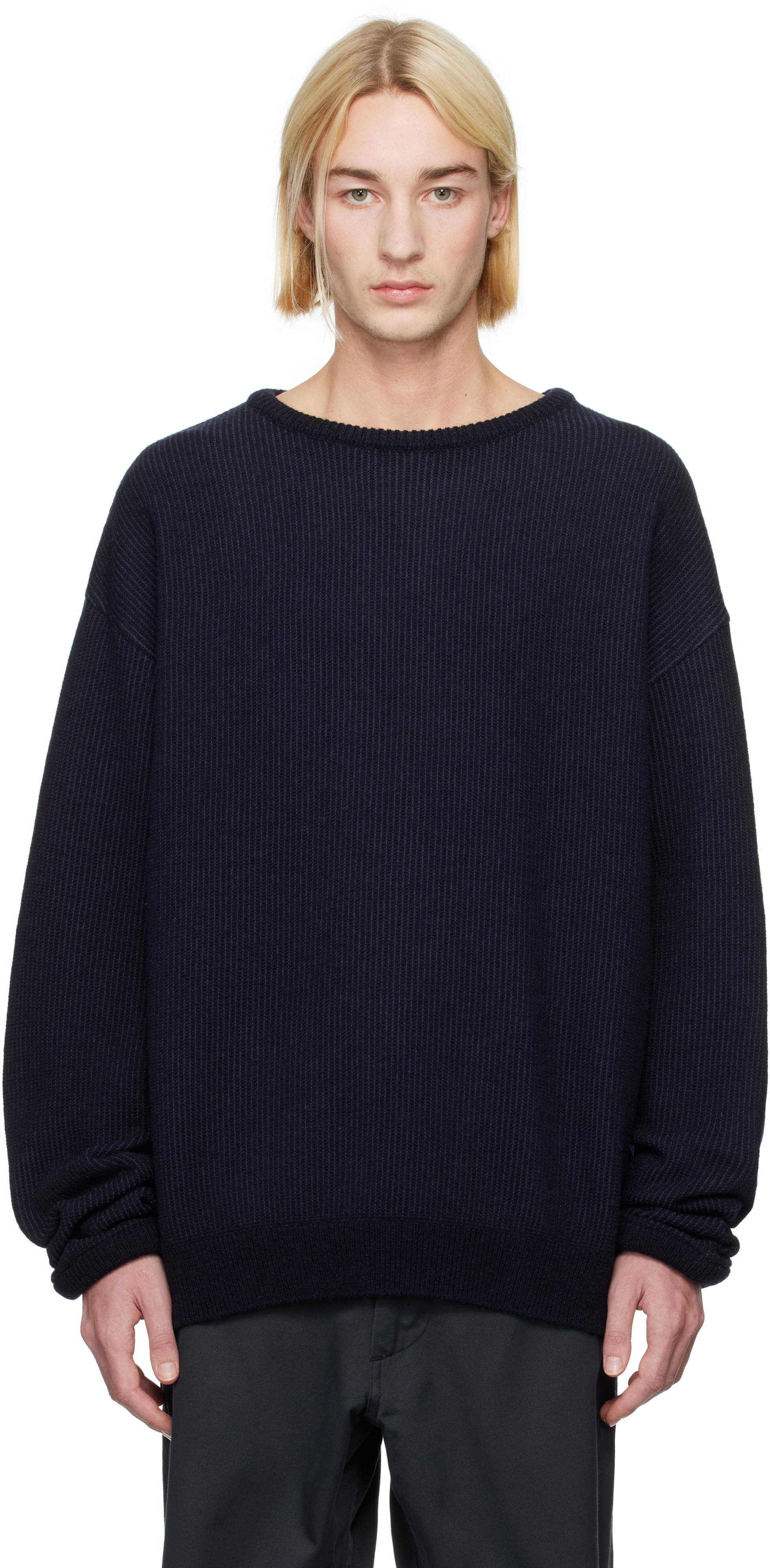 Nanamica Navy Kodenshi Wool Sweater In N Navy