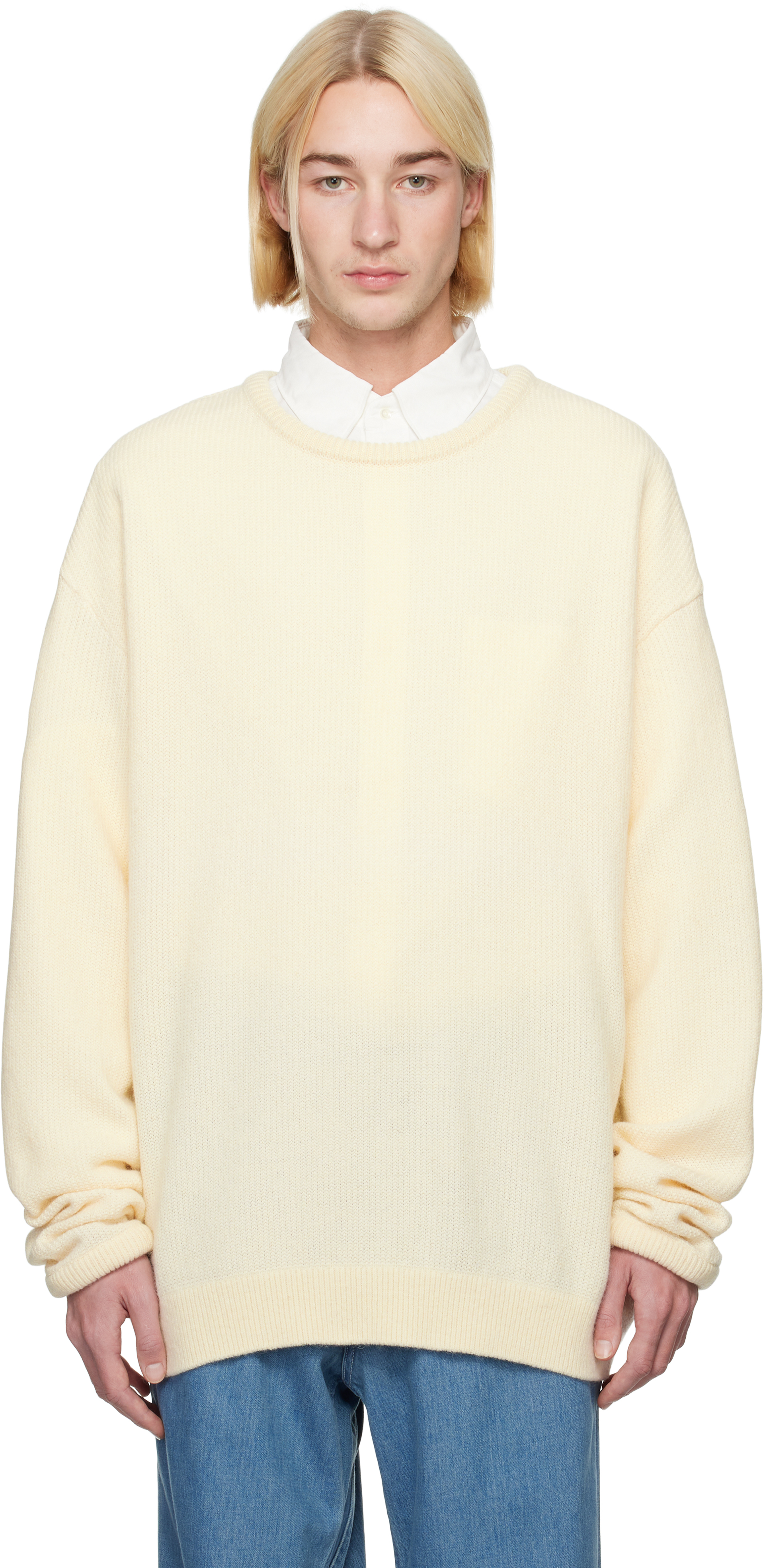 Shop Nanamica Off-white Kodenshi Wool Sweater In Ec Ecru