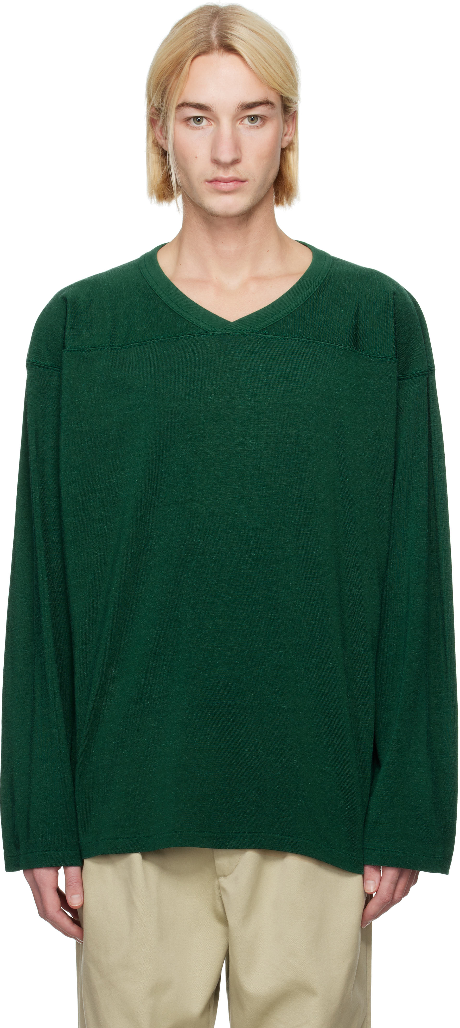 【関税込み】nanamica ベージュ Midshipman Tシャツ Green Midshipman Athletic L/S Jersey T-shirt by nanamica on Sale
