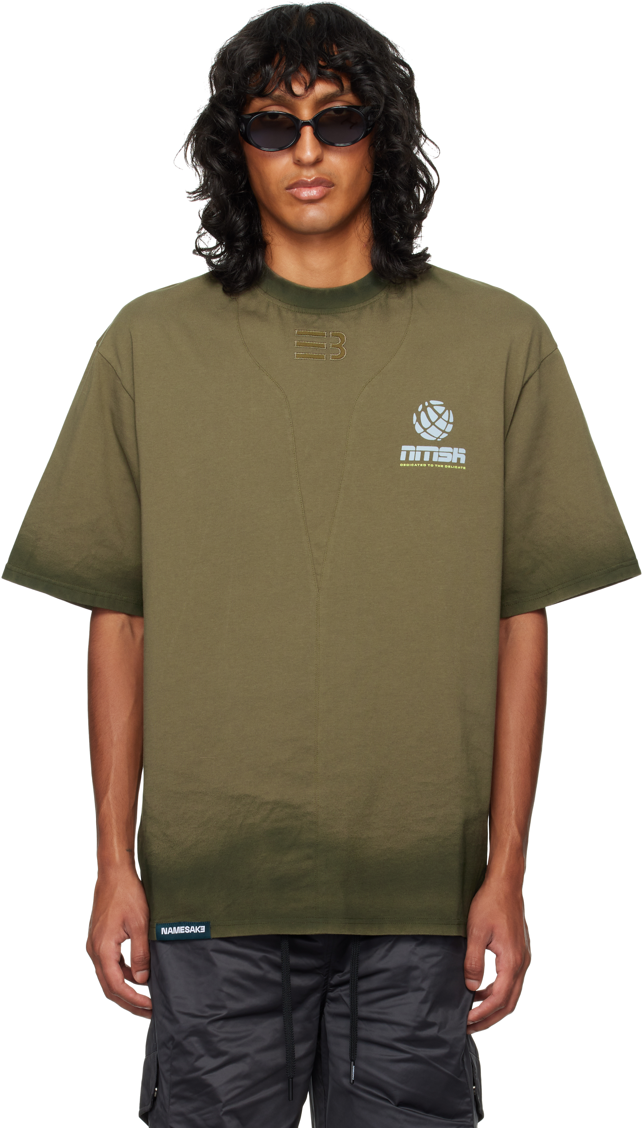 Shop Namesake Khaki Sava Stained Oversized Estate T-shirt In Dark Olive