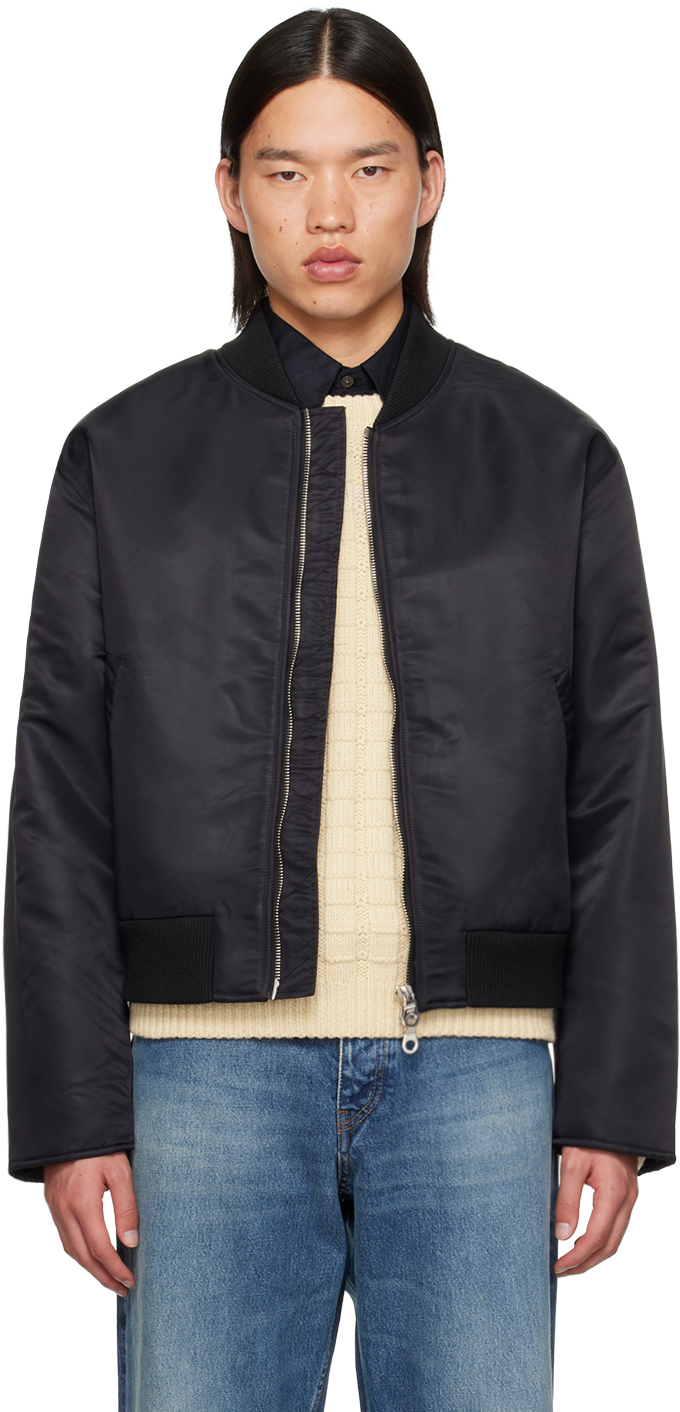 Black Relaxed-Fit Bomber Jacket