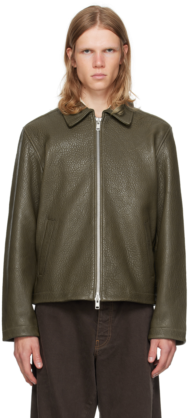 Green Short Leather Jacket