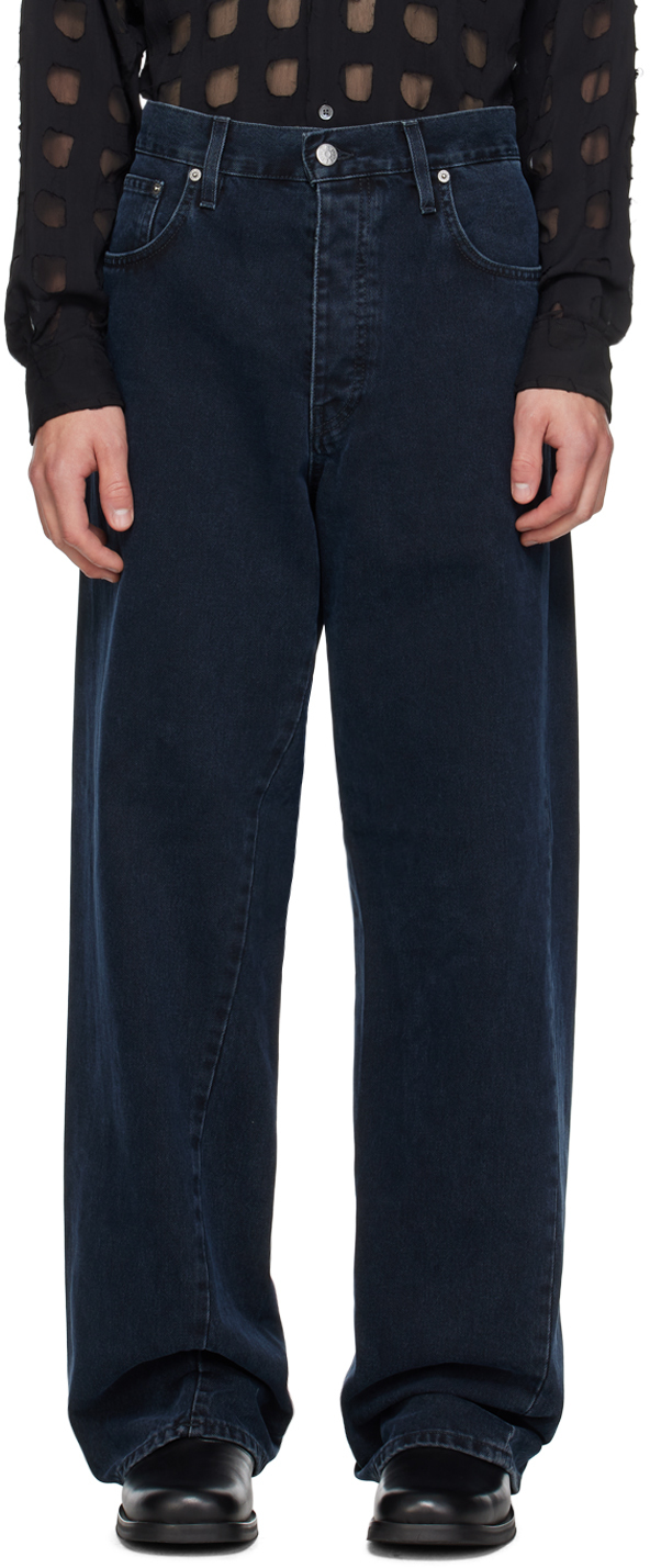 Shop Sunflower Indigo Wide Twist Jeans In 707 Blue Black