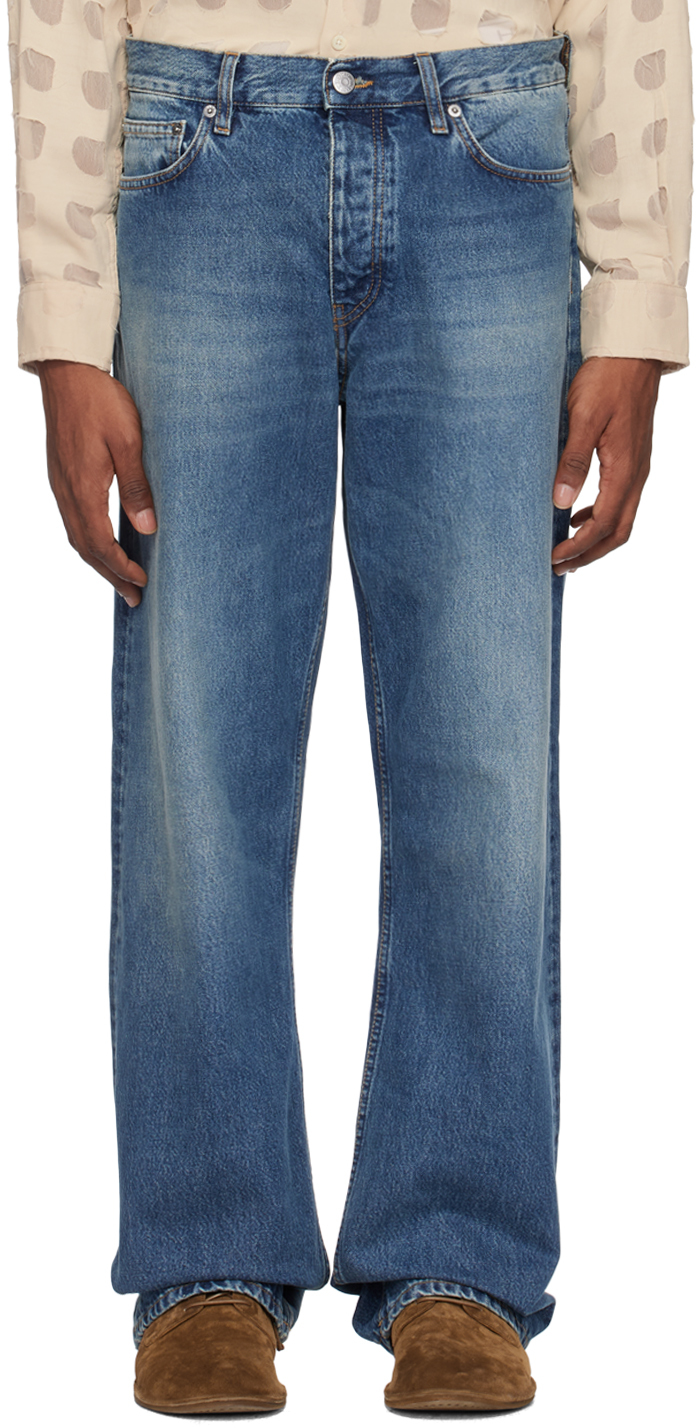 Shop Sunflower Blue Loose Jeans In 702 Mid Blue