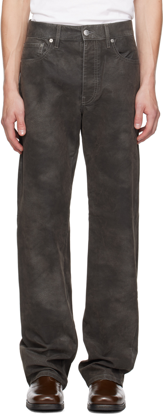 Shop Sunflower Gray Straight Twist Faux-nubuck Jeans In 805 Charcoal Washed