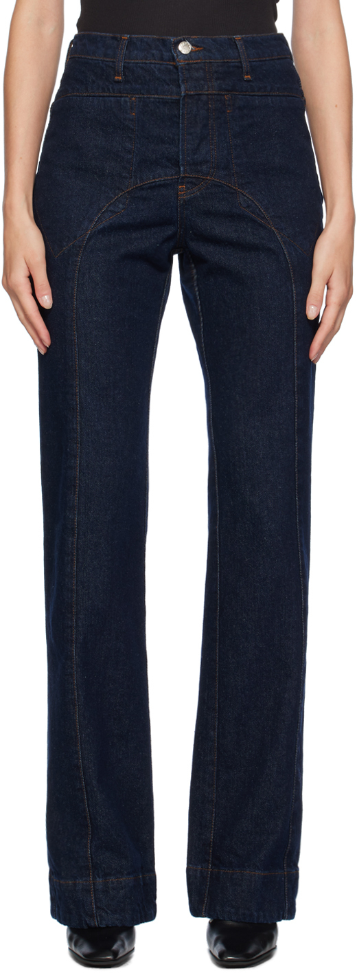 Shop Edward Cuming Navy Slim Jeans In Indigo Blue Wash