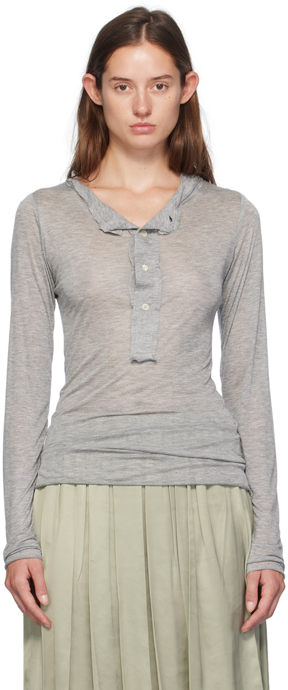 Gray Raw Stack Henley