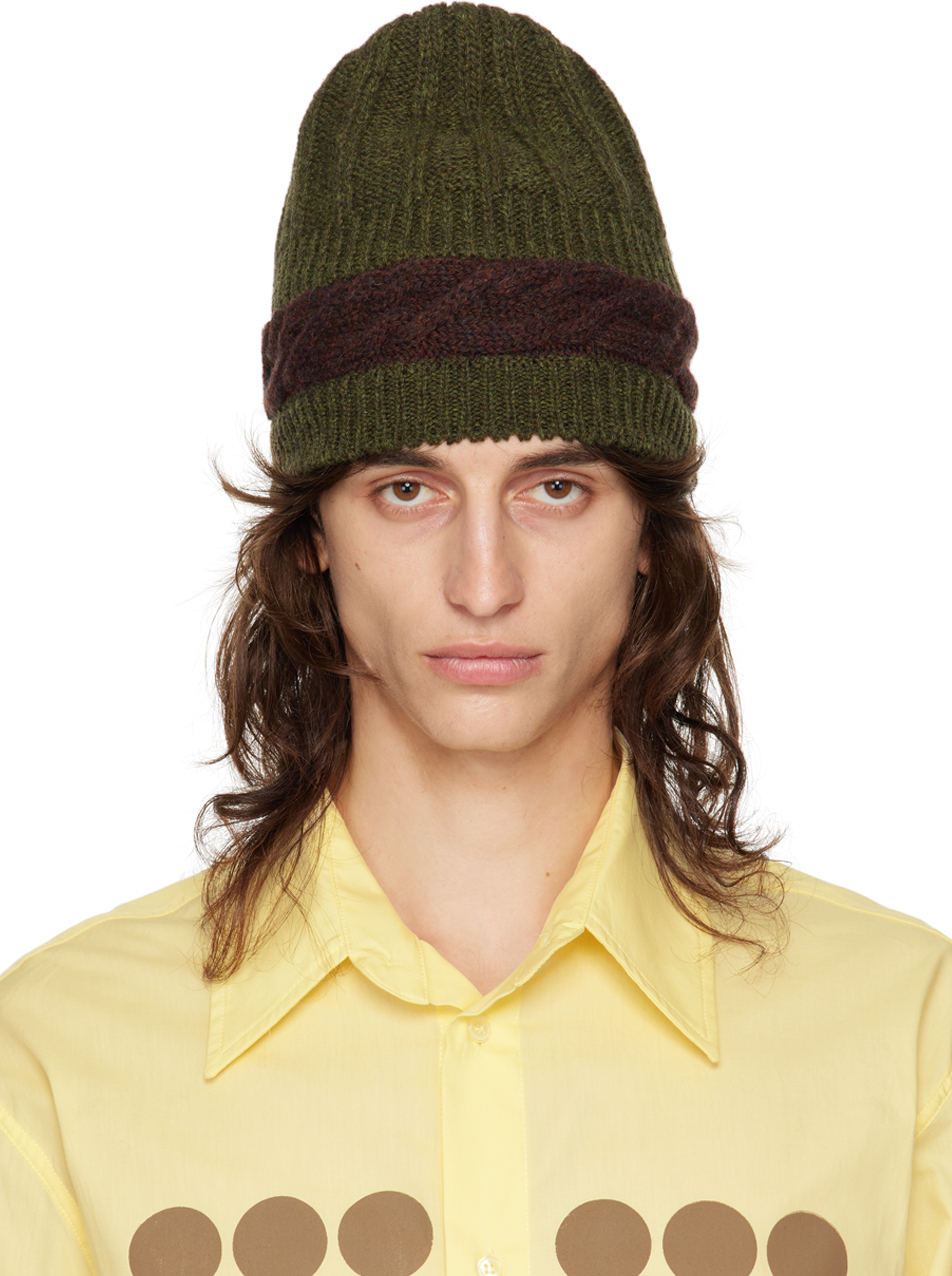 Green & Burgundy Aaron Knit Beanie