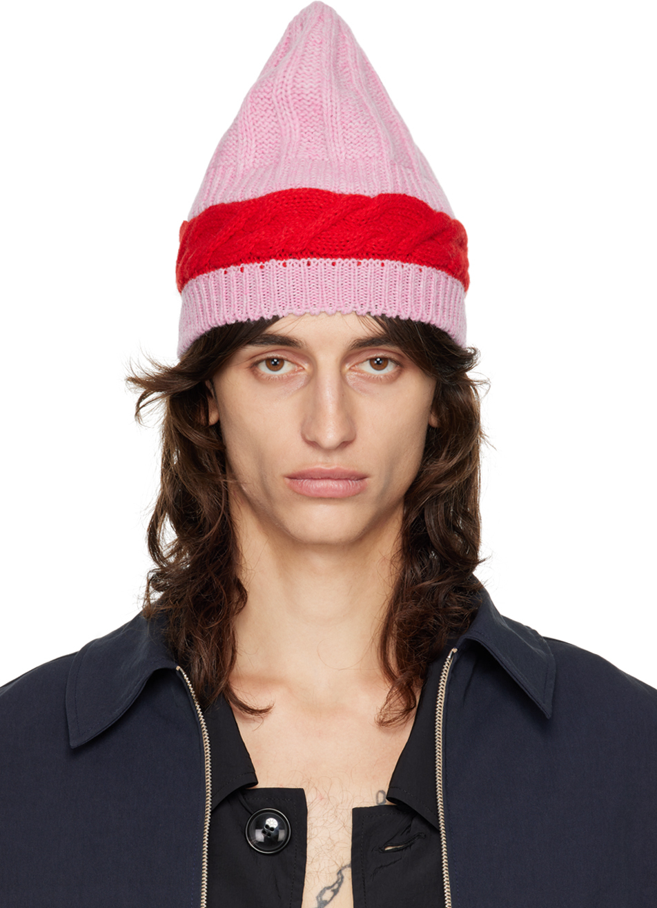 Pink & Red Aaron Knit Beanie