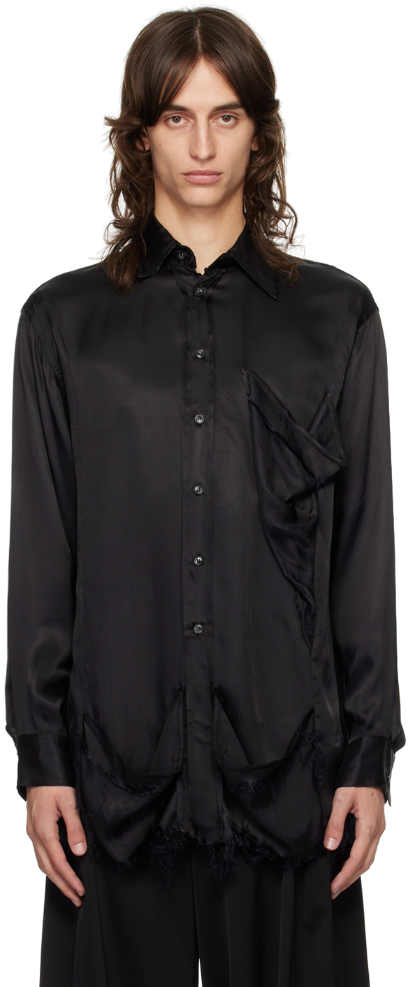 Shop Edward Cuming Black Fringefall Shirt