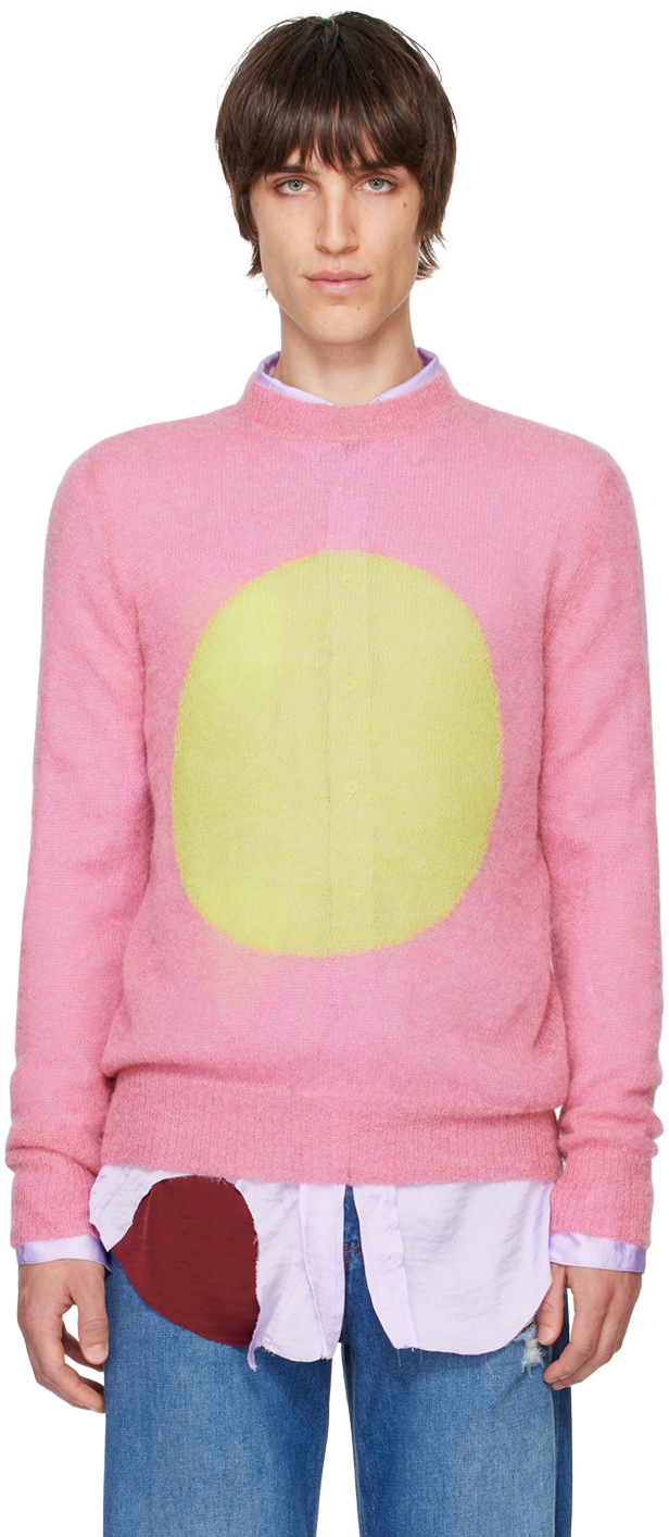 Shop Edward Cuming Pink Open Heart Sweater In Blush-lime/ Green