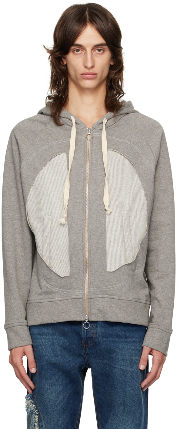 Shop Edward Cuming Gray Lung Window Hoodie In Grey Marl