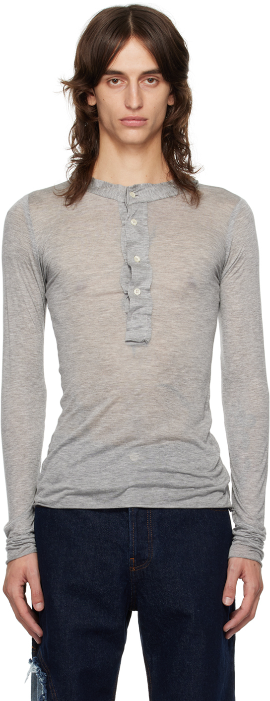 Gray Raw Stack Henley