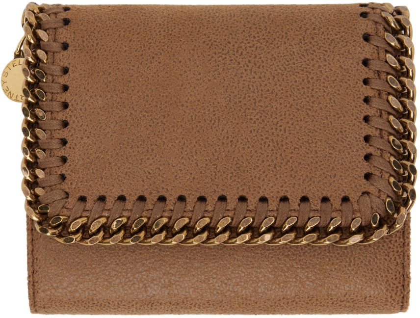 Shop Stella Mccartney Brown Falabella Small Flap Wallet In 2200 Pecan